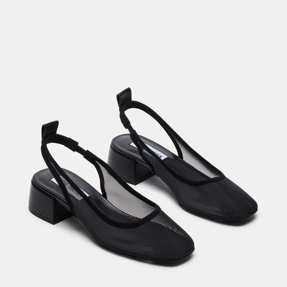 Steve Madden Smitten Mesh Black Slingback Ballet Flat Low Heel
